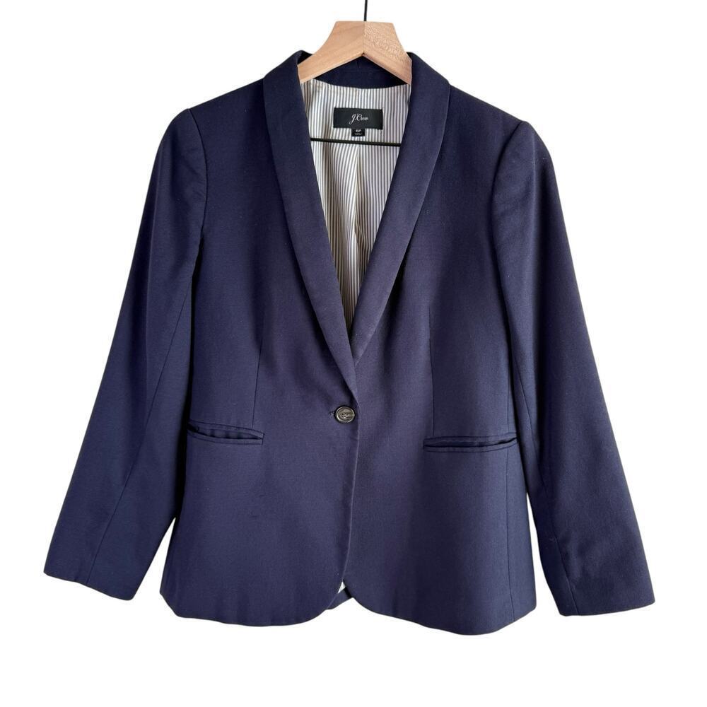 J.Crew Navy Parker Blazer‎ in Wool Flannel One-Button, Size 6P